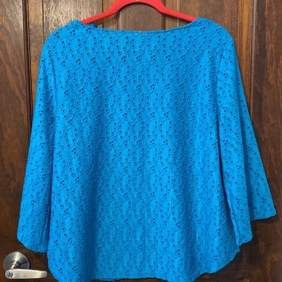 Ruby Rd. Eyelet 3/4 Sleeve Blouse - Picture 6 of 7